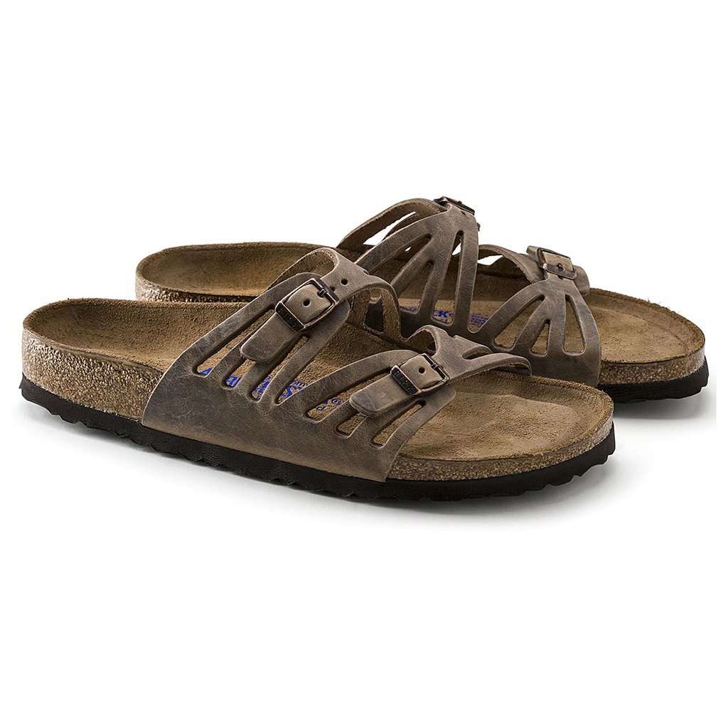 Women's Granada Sandal in Tobacco Brown Oiled Leather with Soft Footbed by Birkenstock - Country Club Prep