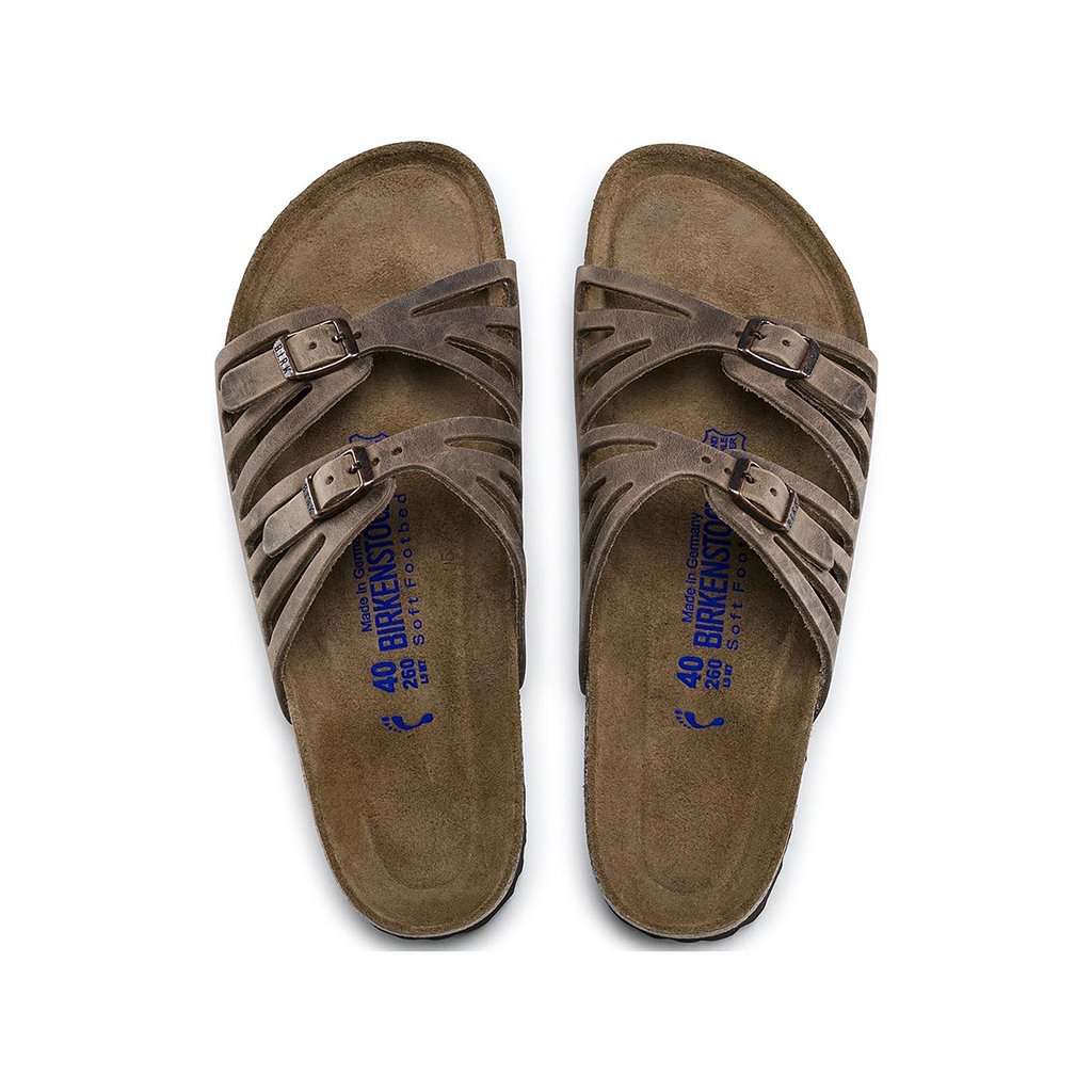 Women's Granada Sandal in Tobacco Brown Oiled Leather with Soft Footbed by Birkenstock - Country Club Prep