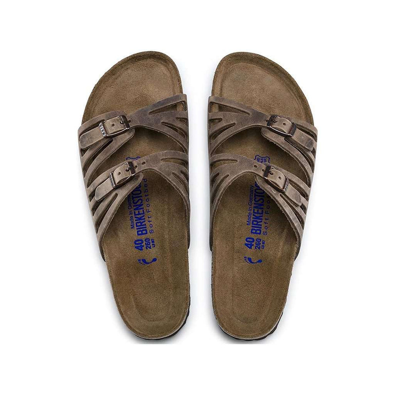 Women's Granada Sandal in Tobacco Brown Oiled Leather with Soft Footbed by Birkenstock - Country Club Prep