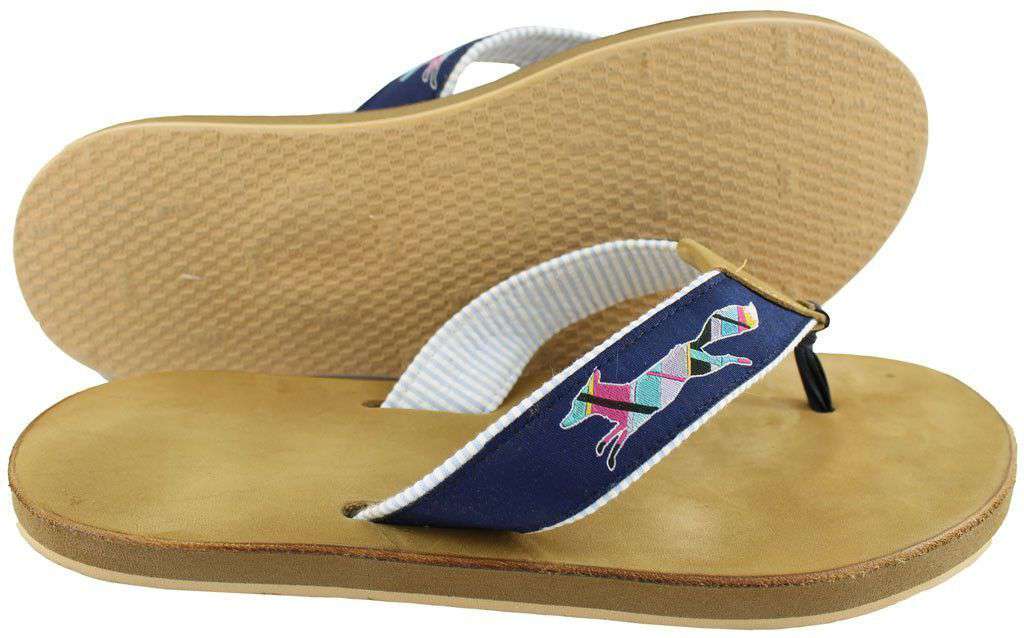 "Longshanks" Leather Sandal in Navy by Country Club Prep - Country Club Prep