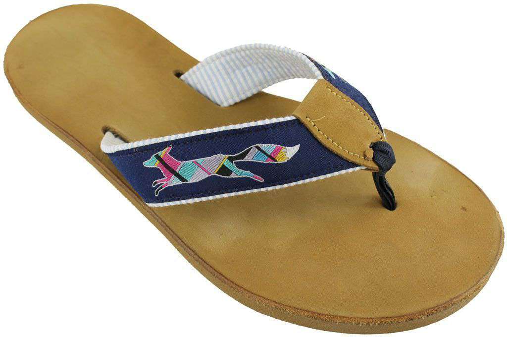 "Longshanks" Leather Sandal in Navy by Country Club Prep - Country Club Prep
