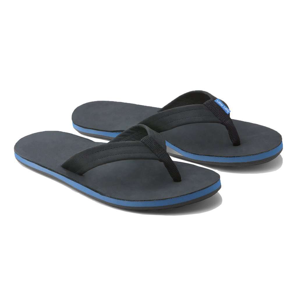 Men's Fields Flip Flop in Black, Blue & White by Hari Mari - Country Club Prep