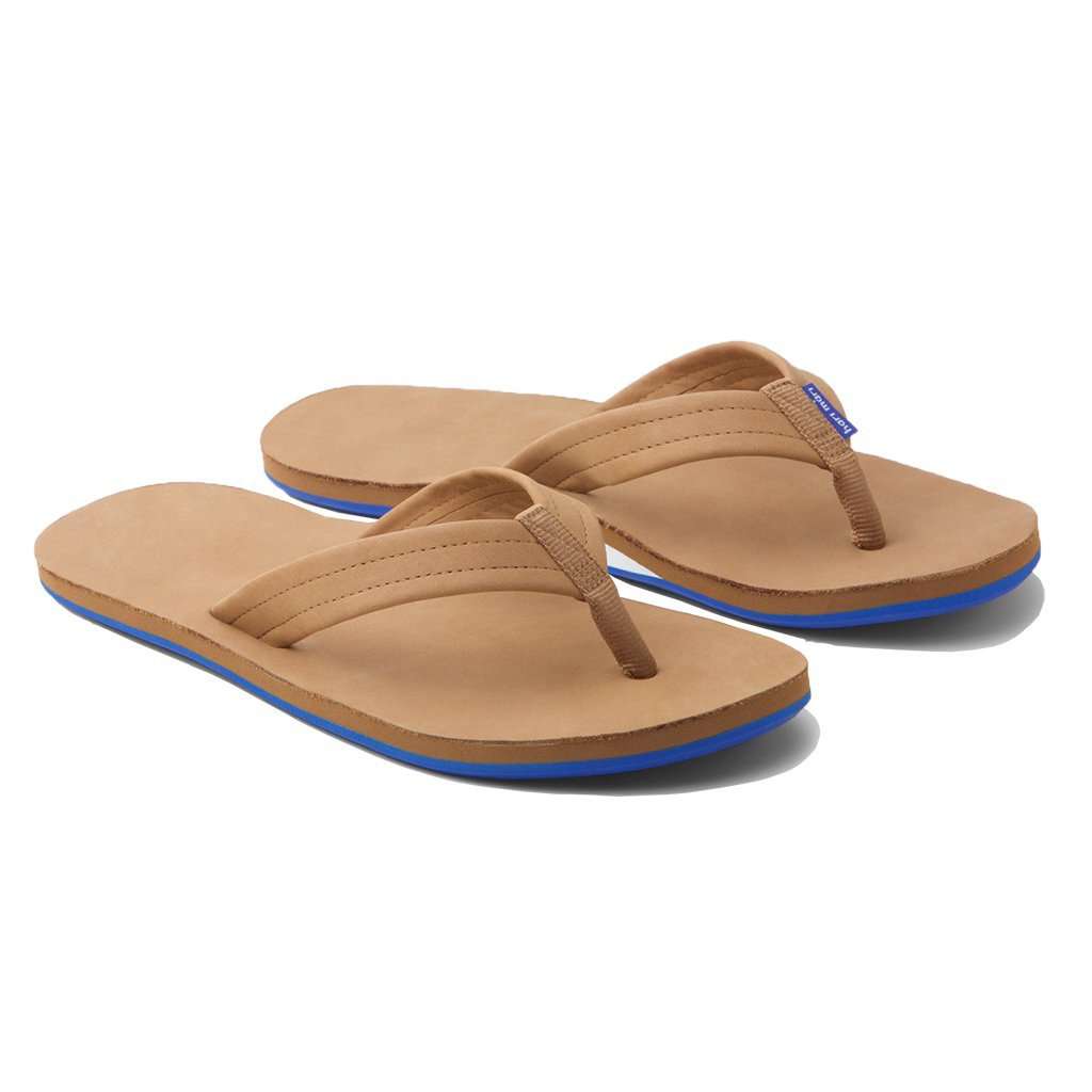 Men's Fields Flip Flop in Tan, White & Blue by Hari Mari - Country Club Prep