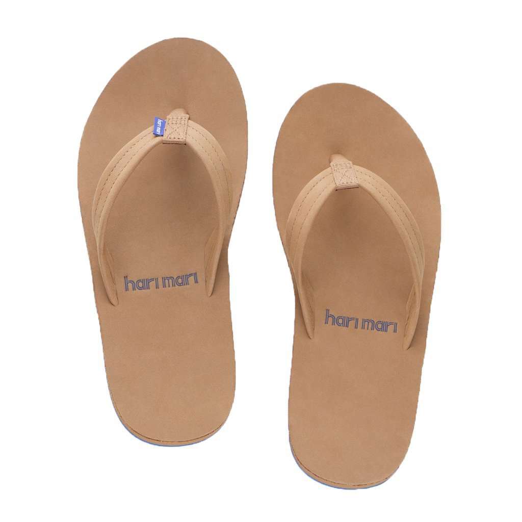 Men's Fields Flip Flop in Tan, White & Blue by Hari Mari - Country Club Prep