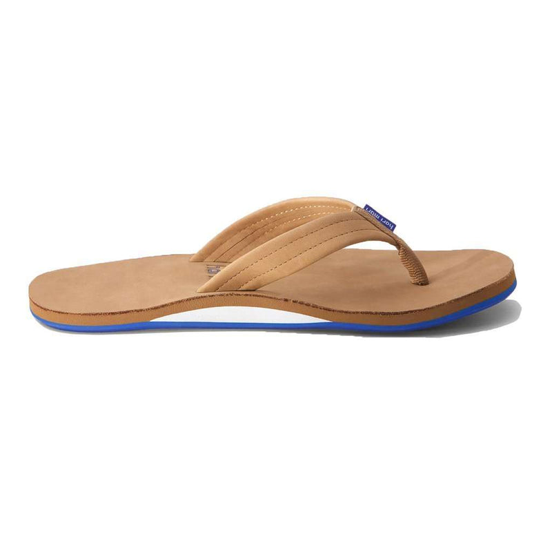 Men's Fields Flip Flop in Tan, White & Blue by Hari Mari - Country Club Prep