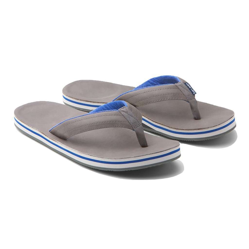 Men's Lakes Flip Flops in Dark Gray & Neon Blue by Hari Mari - Country Club Prep