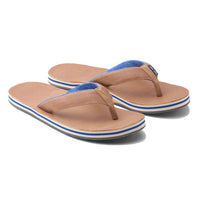 Men's Lakes Flip Flops in Tan & Navy by Hari Mari - Country Club Prep