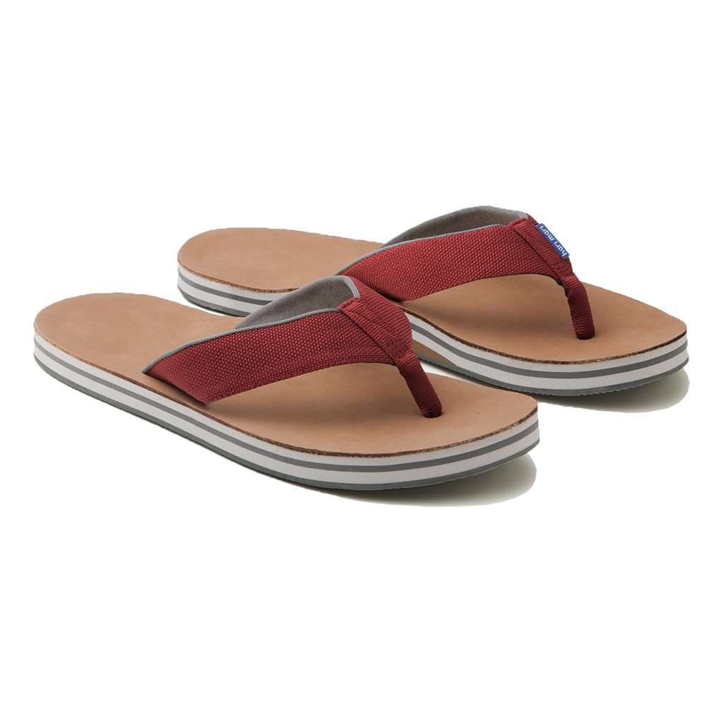 Men's Scouts Flip Flop in Dark Red & Gray by Hari Mari - Country Club Prep