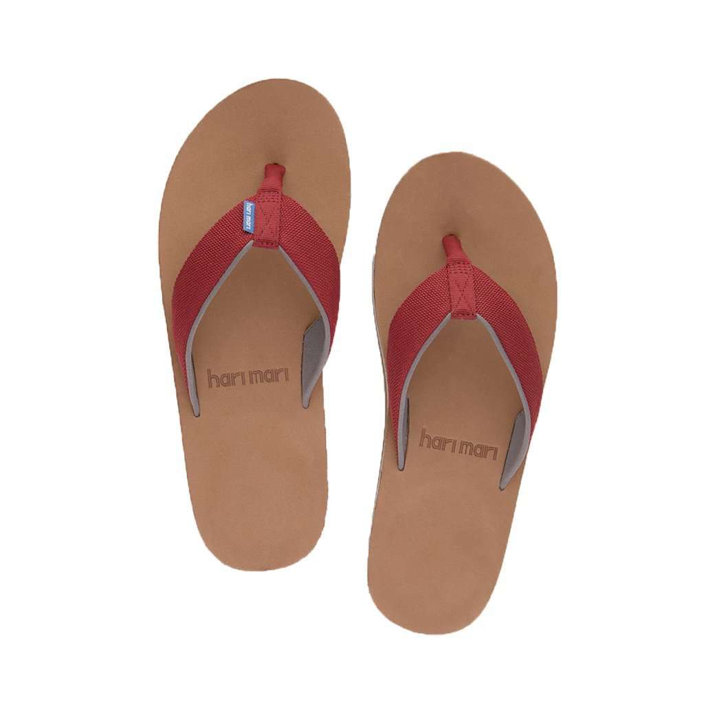 Men's Scouts Flip Flop in Dark Red & Gray by Hari Mari - Country Club Prep