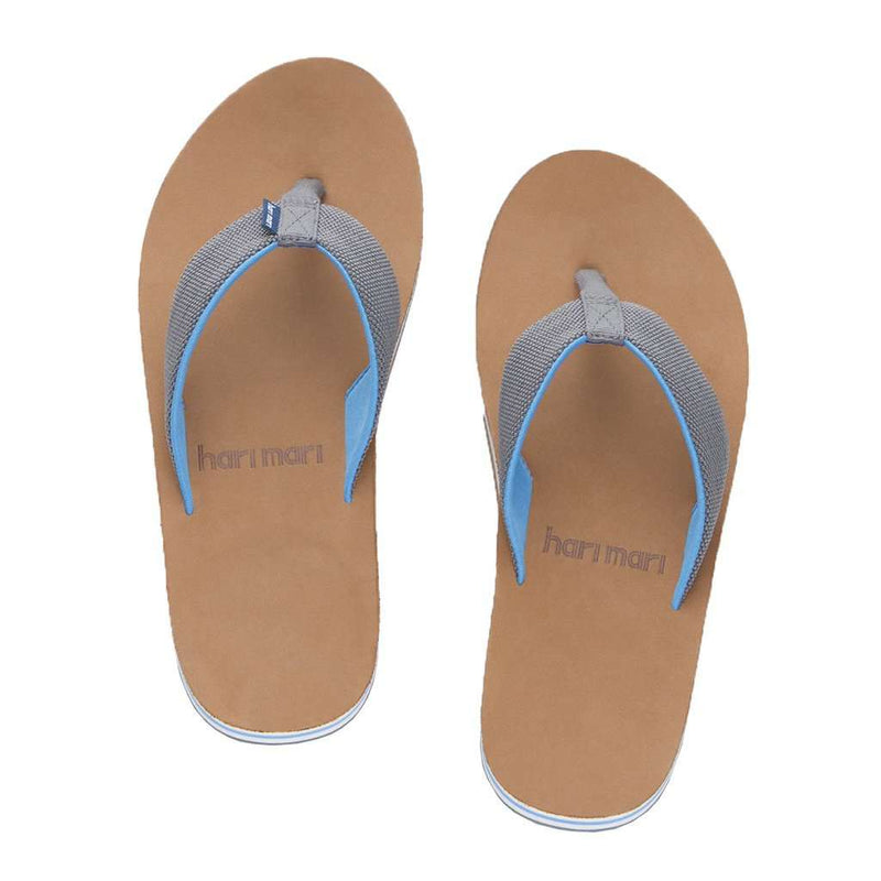 Men's Scouts Flip Flop in Gray & Sky Blue by Hari Mari - Country Club Prep