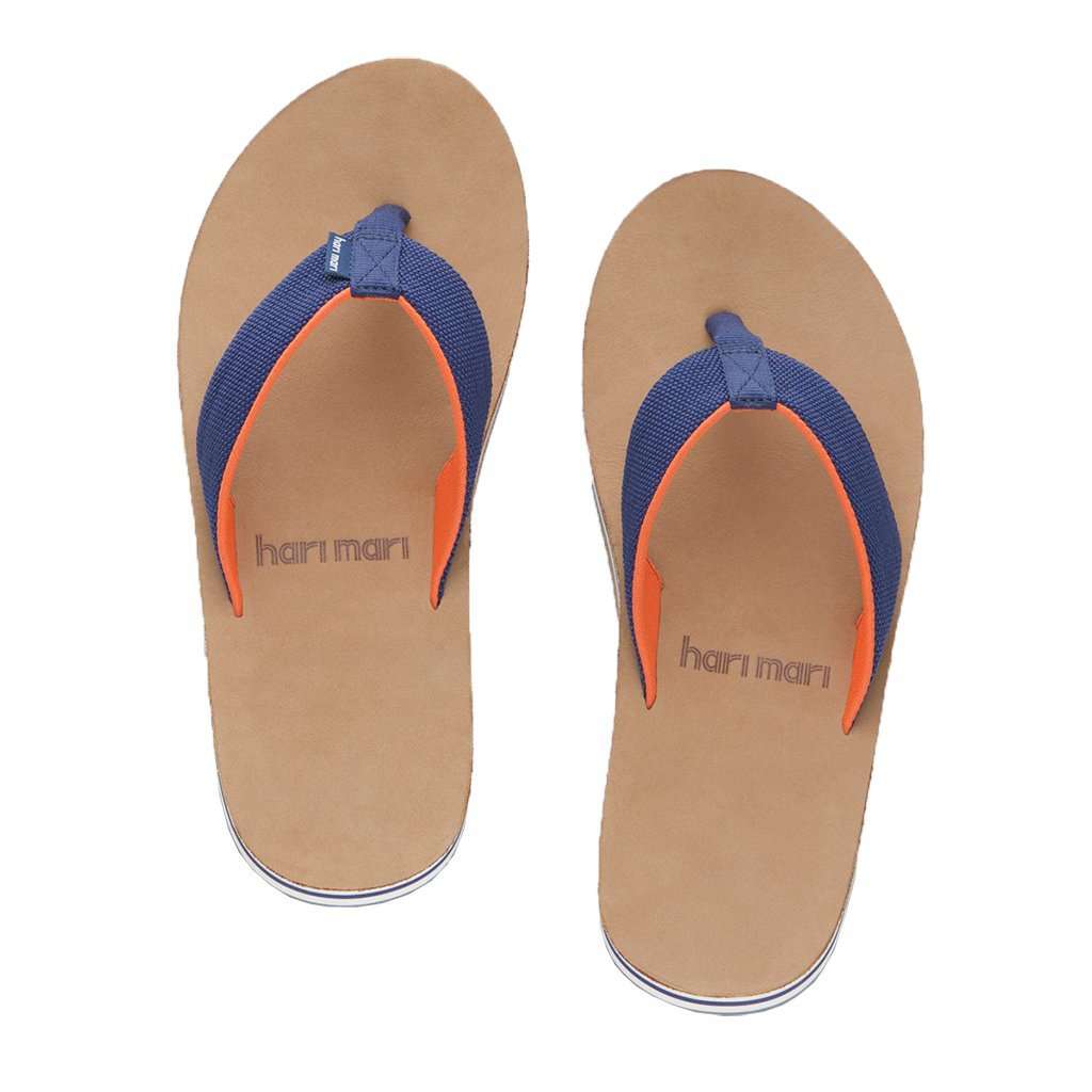 Hari Mari Scout - Navy & Orange Men\'s Leather-Soled Flip Flops Hari Mari Men main image 2