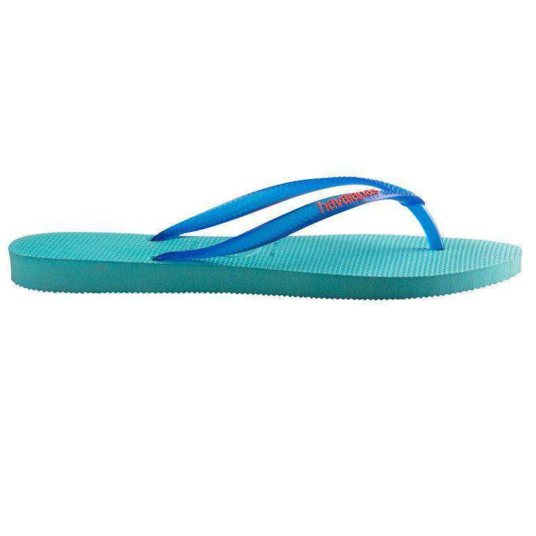 Slim Logo Pop-Up Sandals in Pool Green by Havaianas - Country Club Prep