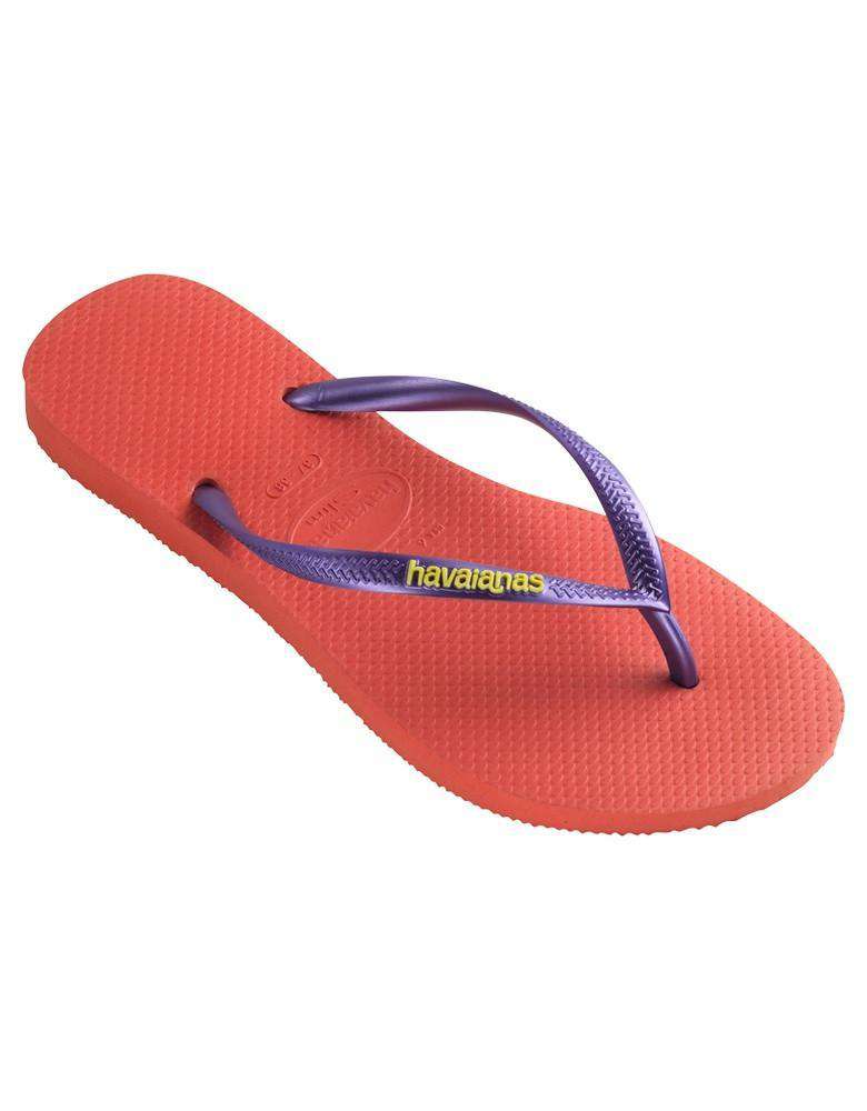 Slim Logo Pop-Up Sandals in Salmon by Havaianas - Country Club Prep