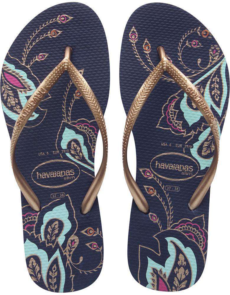 Slim Thematic Sandals in Navy Blue by Havaianas - Country Club Prep