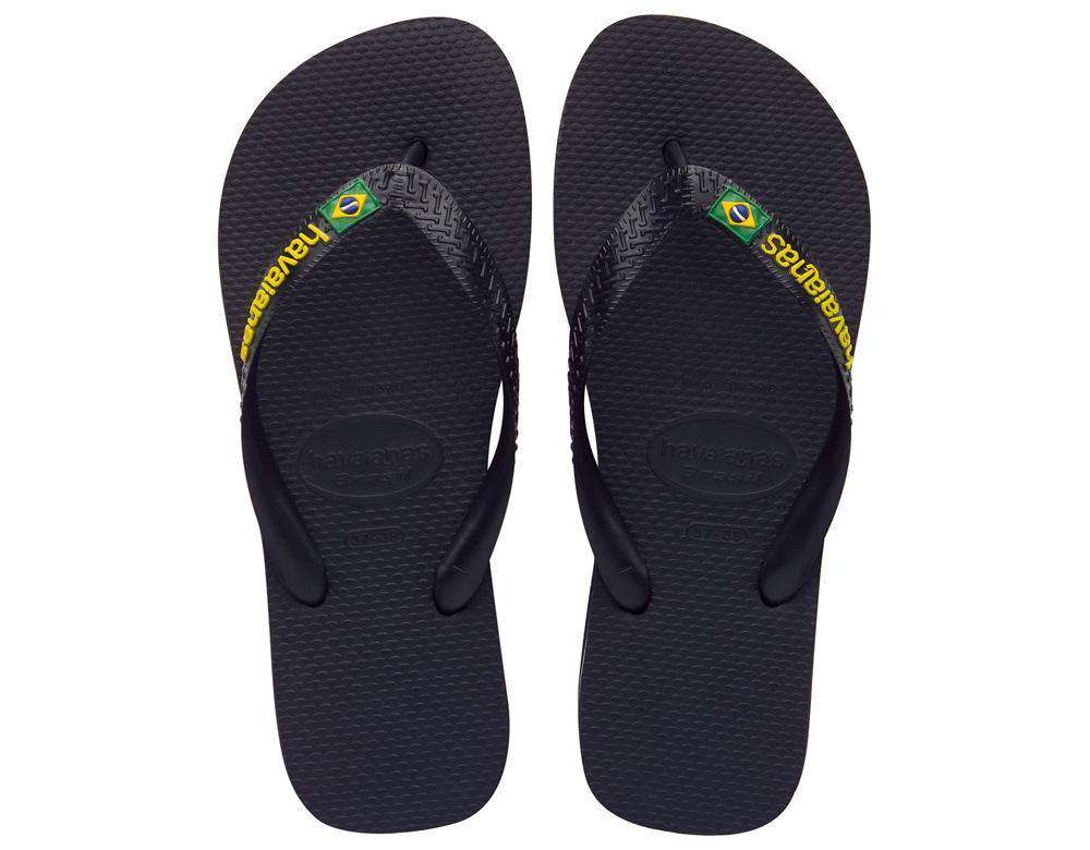 Women's Brazil Logo Sandals in Black by Havaianas - Country Club Prep