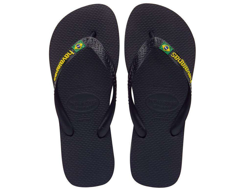 Women's Brazil Logo Sandals in Black by Havaianas - Country Club Prep
