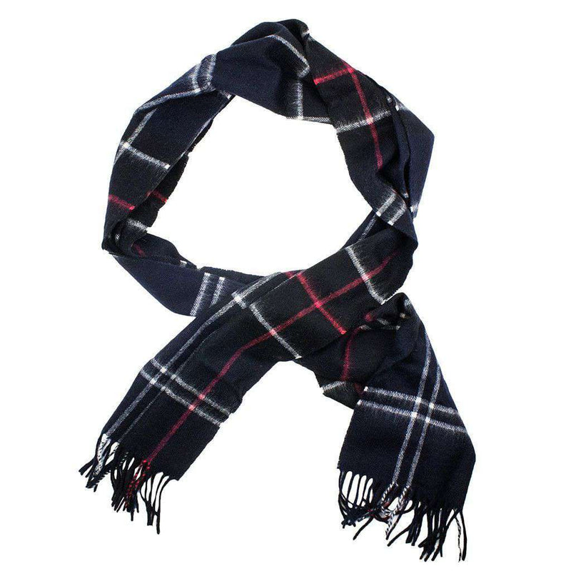 Easton Tartan Scarf in Navy and Red by Barbour - Country Club Prep