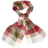 Large Tattersall Linen and Wool Scarf in Olive and Burgundy by Barbour - Country Club Prep