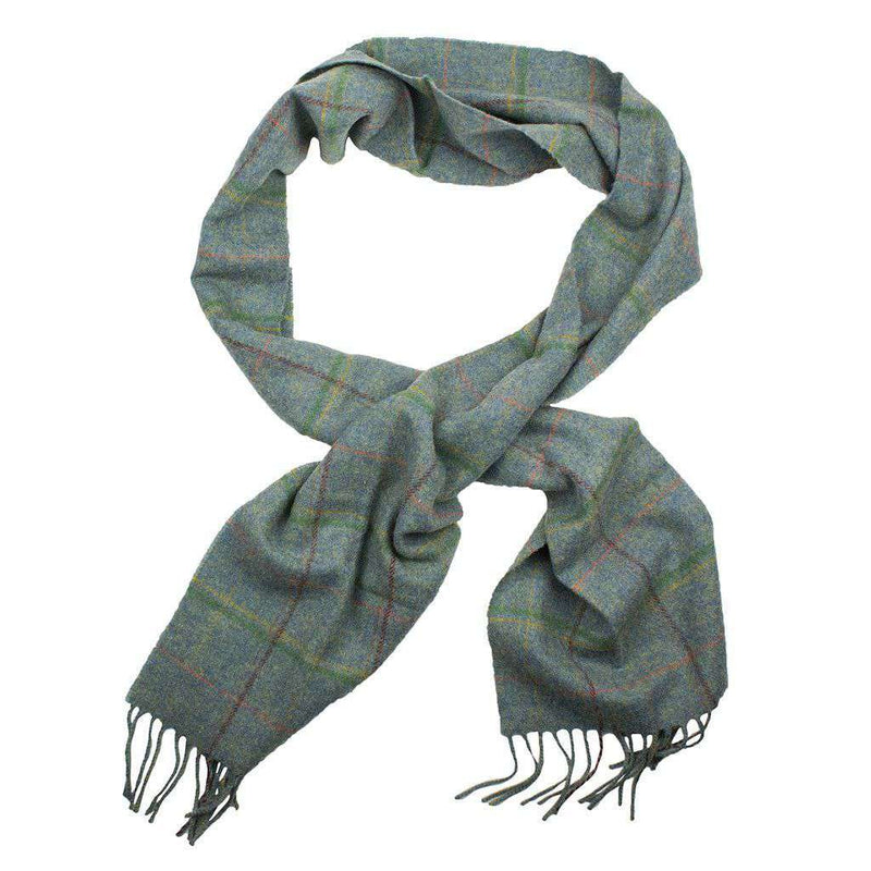 Newmarket Plaid Scarf in Blue by Barbour - Country Club Prep