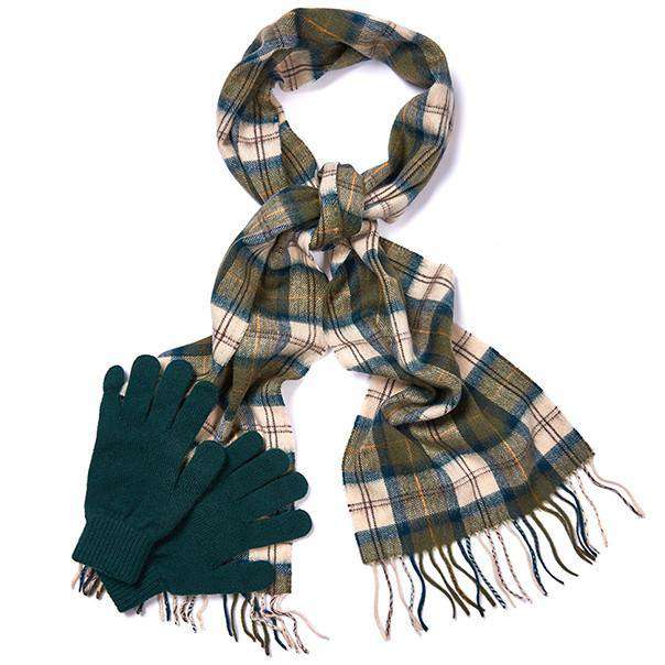 Scarf and Gloves Gift Box in Ancient Tartan by Barbour - Country Club Prep