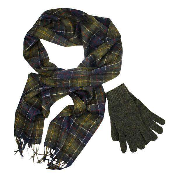 Scarf and Gloves Gift Box in Classic/Olive by Barbour - Country Club Prep