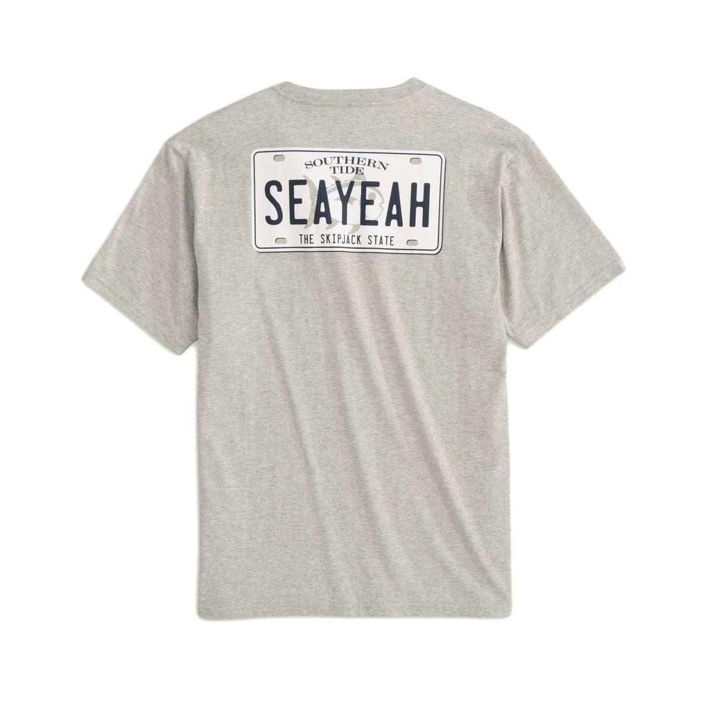 SEAYEAH License Plate Heathered Tee Shirt by Southern Tide - Country Club Prep