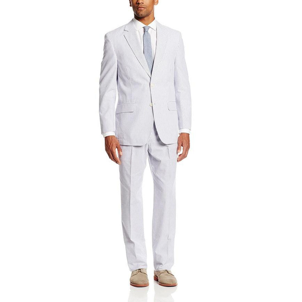 Farmington Plain-front Suit in Navy Blue Seersucker by Country Club Prep - Country Club Prep