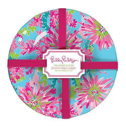 Melamine Plate Set in Trippin and Sippin by Lilly Pulitzer - Country Club Prep