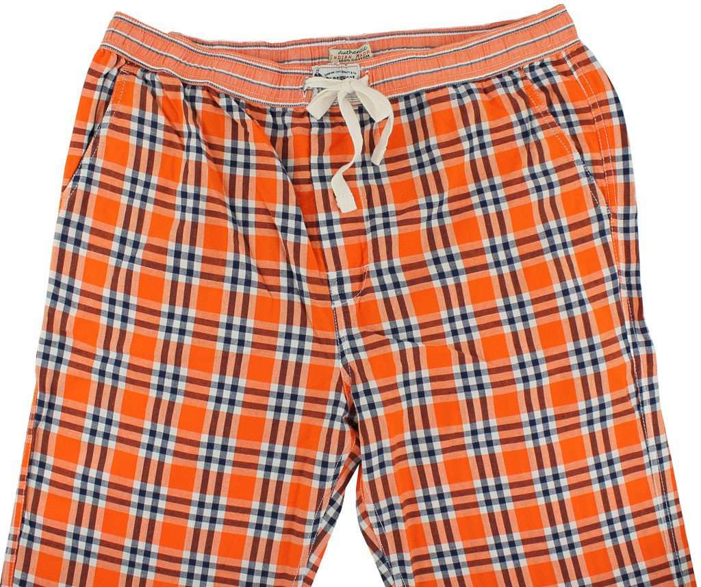 Pajama Pants in Orange and Navy Madras by Olde School Brand - Country Club Prep
