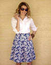 Alison Skirt in Blue Palm by Kayce Hughes - Country Club Prep