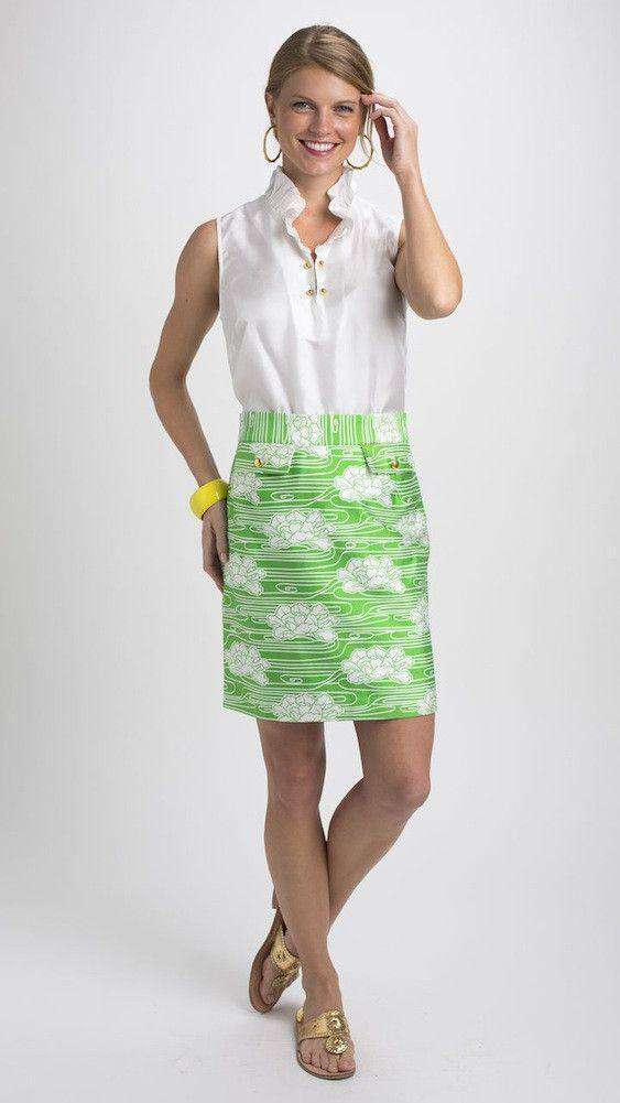 Brunch Skirt in Floral Green by Elizabeth McKay - Country Club Prep