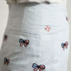 Cocktail Skirt in Blue Seeresucker with Embroidered American Flag Bows by Castaway Clothing - Country Club Prep