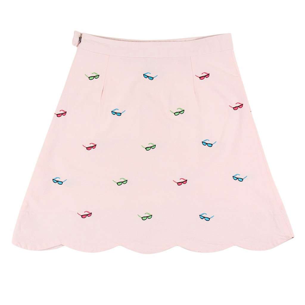 Scallop Skirt in Pink Oxford w/ Sunglasses by Castaway Clothing - Country Club Prep