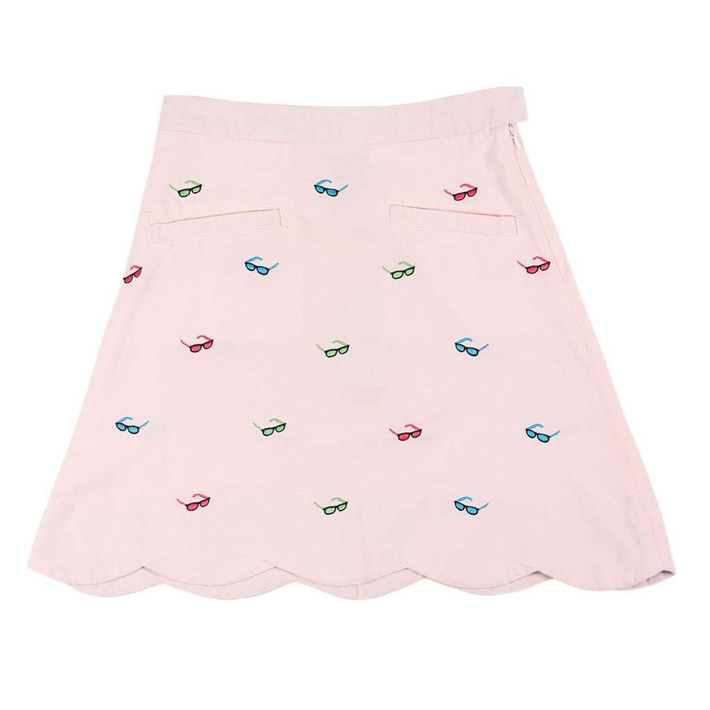 Scallop Skirt in Pink Oxford w/ Sunglasses by Castaway Clothing - Country Club Prep