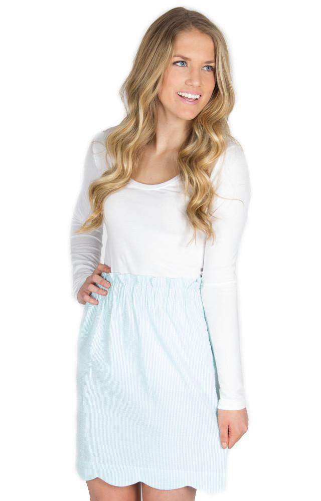 Scalloped Seersucker Skirt in Mint by Lauren James - Country Club Prep