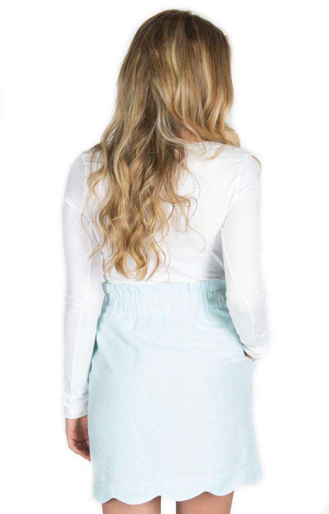 Scalloped Seersucker Skirt in Mint by Lauren James - Country Club Prep