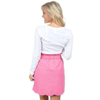 Scalloped Solid Seersucker Skirt in Rose Pink by Lauren James - Country Club Prep
