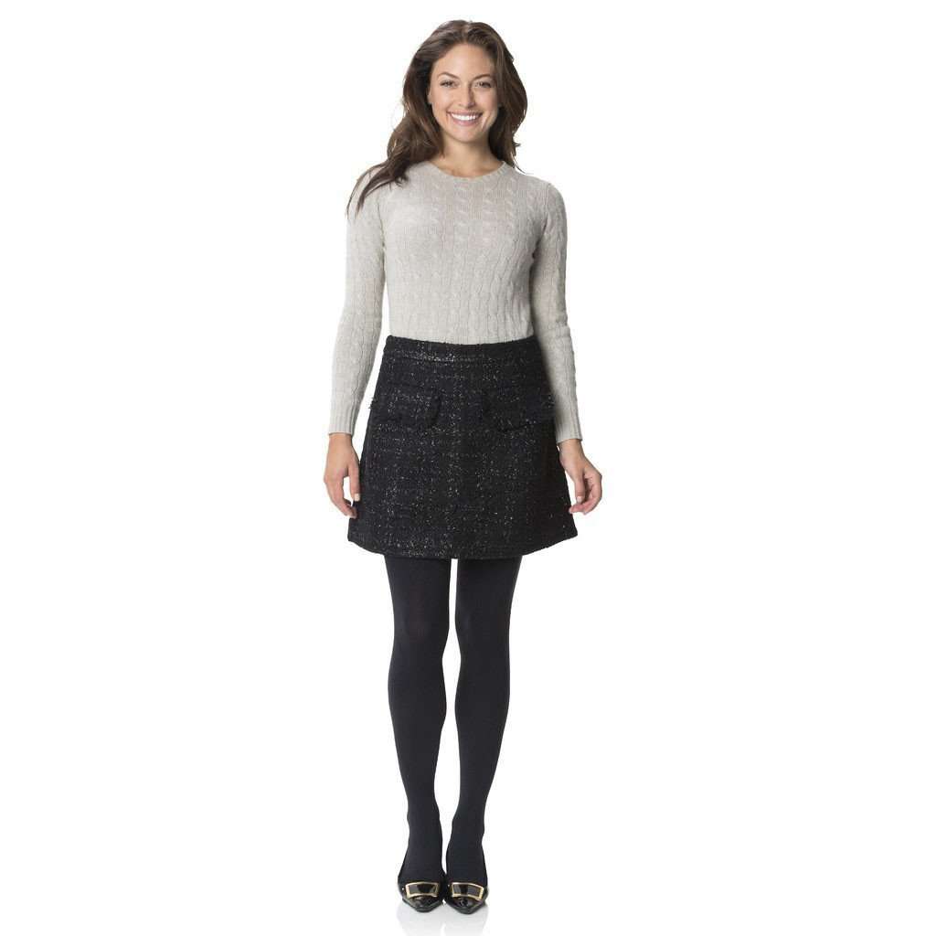 Seasonal Black Wool Tweed Skirt with Fringe Detail by Sail to Sable - Country Club Prep