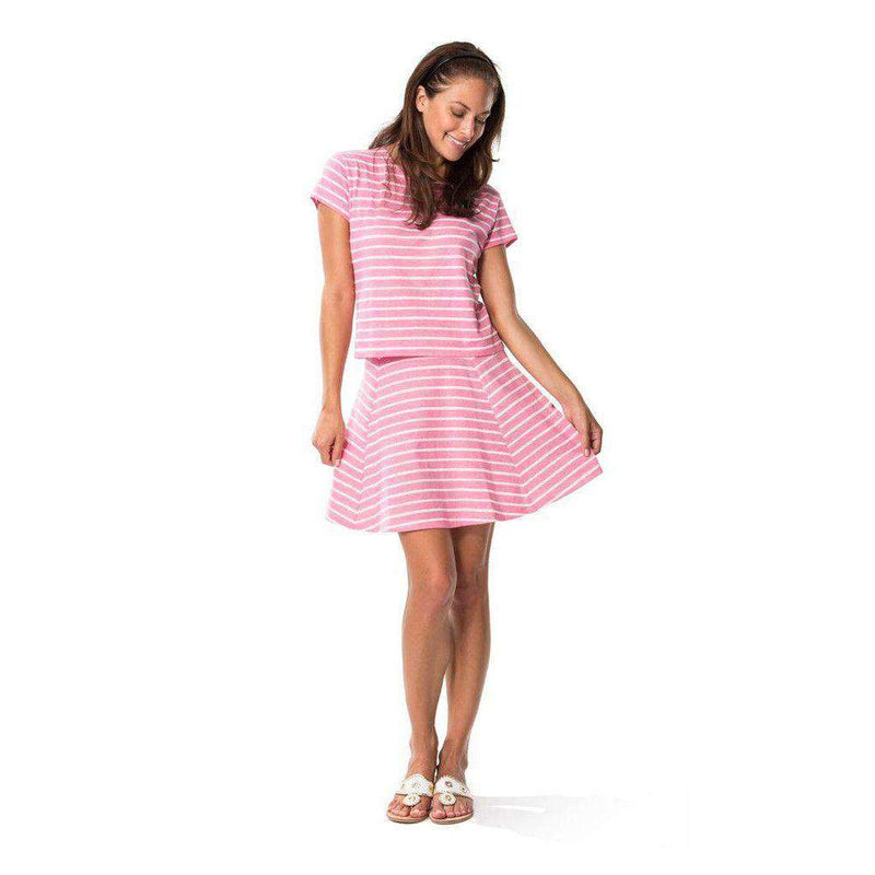 Textured Knit Stripe Skirt in Pink by Sail to Sable - Country Club Prep