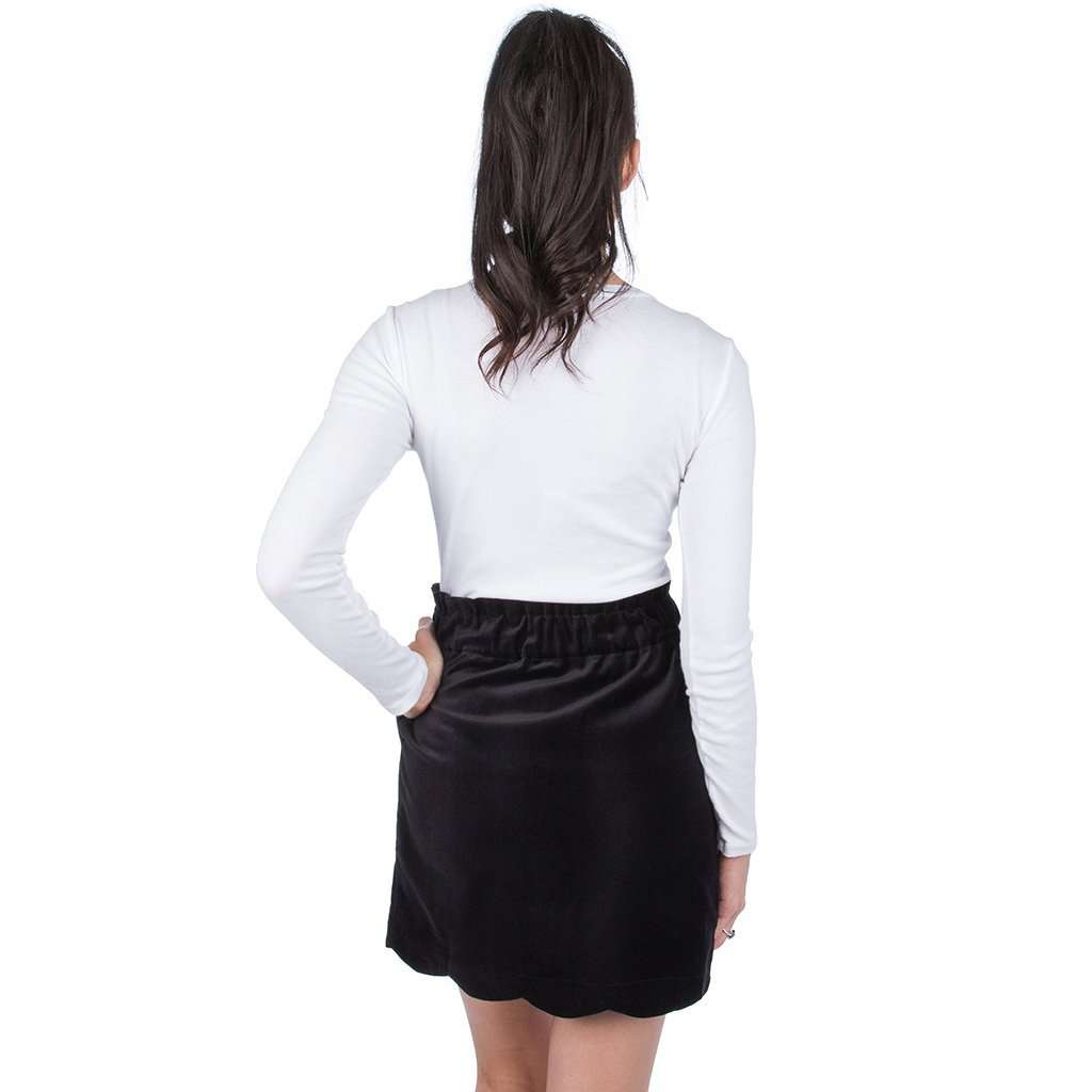 Velvet Scallop Skirt in Black by Lauren James - Country Club Prep