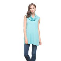 Sleeveless Cashmere Cowl Top in Sea Blue by Tyler Boe - Country Club Prep