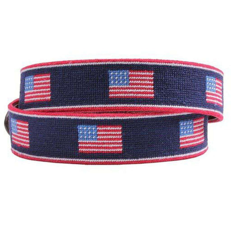 American Flag Stripe Needlepoint Belt by Smathers & Branson - Country Club Prep