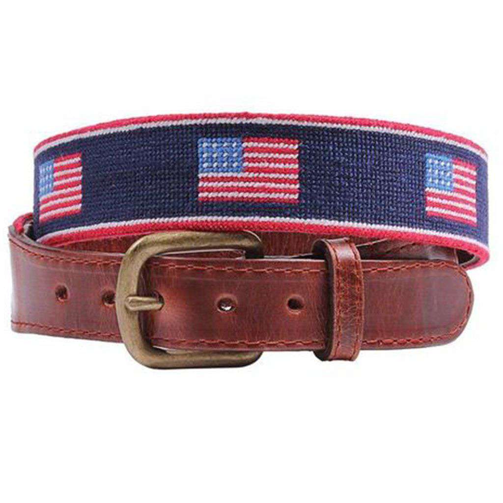 American Flag Stripe Needlepoint Belt by Smathers & Branson - Country Club Prep