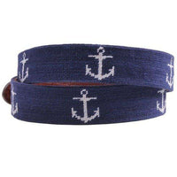 Anchor Needlepoint Belt in Dark Navy by Smathers & Branson - Country Club Prep