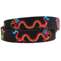 Dragons Needlepoint Belt in Black by Smathers & Branson - Country Club Prep