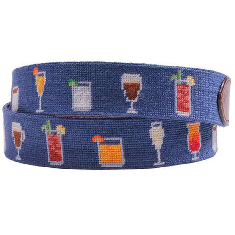 Morning Buzz Needlepoint Belt in Classic Navy by Smathers & Branson - Country Club Prep