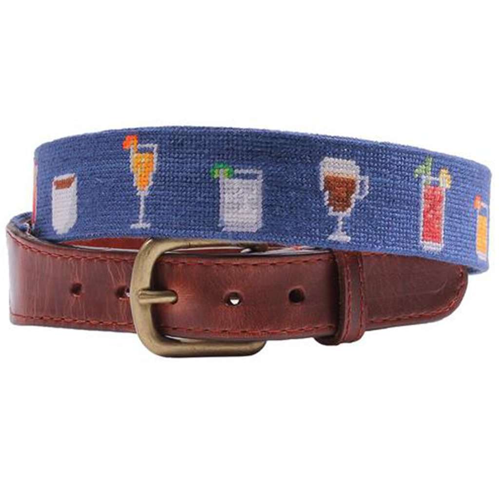 Morning Buzz Needlepoint Belt in Classic Navy by Smathers & Branson - Country Club Prep