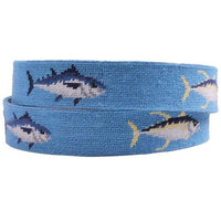 Tuna Needlepoint Belt in Cornflower Blue by Smathers & Branson - Country Club Prep