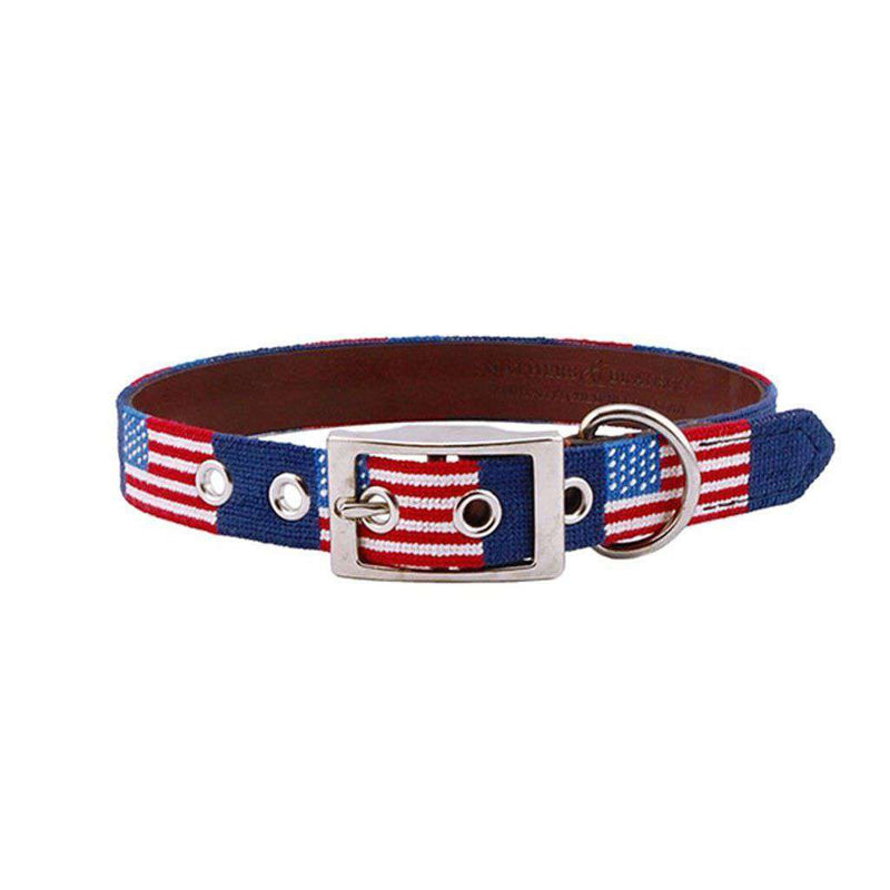 American Flag Needlepoint Dog Collar by Smathers & Branson - Country Club Prep