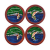 Fly Fishing Scene Needlepoint Coasters by Smathers & Branson - Country Club Prep